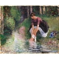 thumbnail image 3 of Camille Pissarro 24x20 Black Modern Framed Museum Art Print Titled - Woman Washing Her Feet in a Brook (1894), 3 of 5