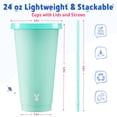 thumbnail image 3 of Vasos para bebidas frías Meoky Cute, que cambian de color, 700 ml, con tapas y pajitas, 3 of 5
