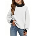 thumbnail image 2 of YOUYEDIAN Oversized Sweatshirts for Girls Fall Fashion Color Block Turtleneck Fleece Pullover Tops Loose Long Sleeve Hoodie, 2 of 4