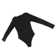 thumbnail image 2 of Traje de noche elegante, ajustado, de manga larga y con cierre a presión: mono de punto con cuello en V negro, talla M, 2 of 8