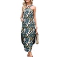 thumbnail image 3 of ANRABESS Women Summer Halter Neck Sundress Sleeveless Split Side Casual Beach Travel Vacation Maxi Long Dress with Pockets Leaf Large, 3 of 12