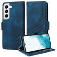 thumbnail image 2 of ELEHOLD For Samsung Galaxy S22 Leather Wallet Phone Case, Embossed Diamond Folio Flip Cover, Card Holder Cash Slot, Stand Support, Wrist Strap Lanyard -Blue, 2 of 10