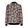 thumbnail image 3 of QATAINLAV Birthday Gifts! Womens Breast Cancer Awareness Bomber Jackets Pink Ribbon Print Full Zip Up Long Sleeve Stand Collar Coats Pink M, 3 of 5