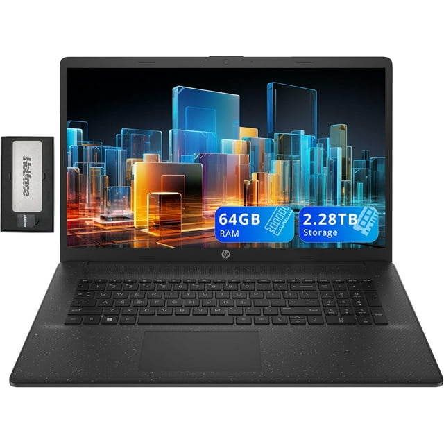 HP 17.3" HD+ Laptop, Intel i5-1334U, 64GB RAM, 2.28TB Storage(2TB SSD+288GB Docking Station Set), Intel Iris Xe Graphics, Number Pad, Wi-Fi 6, 720p HD Camera, Win 11, Jet Black