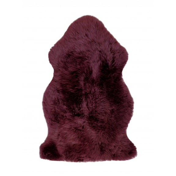 2' x 3' Burgundy New Zealand Natural Sheepskin Rug
