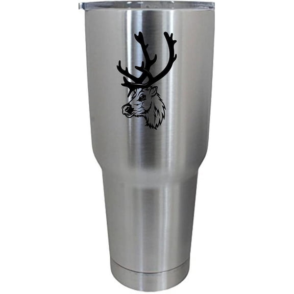 Reindeer Face Zoo Animal Themed Etched 30oz Stainless Steel Tumbler