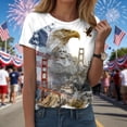 thumbnail image 2 of felwors Women's Patriotic Graphic T-Shirt – USA Flag & Bald Eagle Print, Short Sleeve Crew Neck Tee for Patriotic Events and Celebrations (White, M), 2 of 8