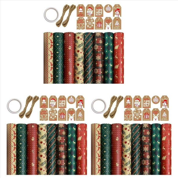 24 Hojas de Papel de Regalo, para Navidad, CumpleañOs, Fiesta, Papel de Envoltorio Papeles de Envoltura de Regalo, Presente Papel de Regalo