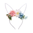 thumbnail image 2 of Diadema de corona de Pascua con orejas de conejo, diadema floral estilo bosque, accesorio para el cabello con flores artificiales. Diadema de plástico., 2 of 6