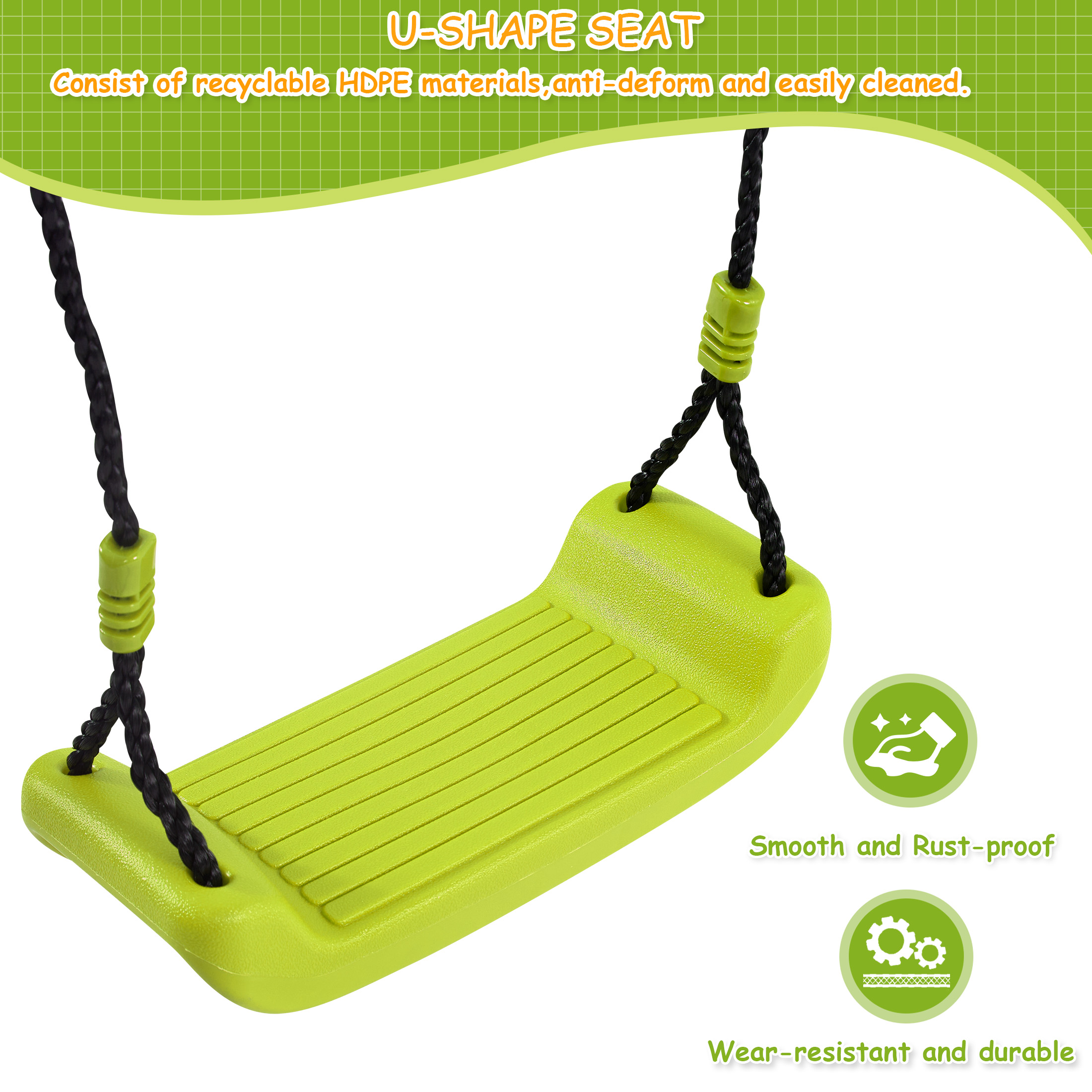 Aukfa 6 in 1 Outdoor Swing Set for Kids, 450Lbs Heavy-Duty Metal Frame with Glide Ride, Slide, Belt Swing, Disc Swing, Basketball Hoop and Soccer Goals for Backyard Playground, Green
