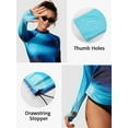 thumbnail image 4 of Alove Womens Long Sleeve Rash Guard Tops Solid Swimsuits Top UPF 50+ Hiking Shirts Side Drawstring with a Zipper Pocket and Thumb Hole, 4 of 8