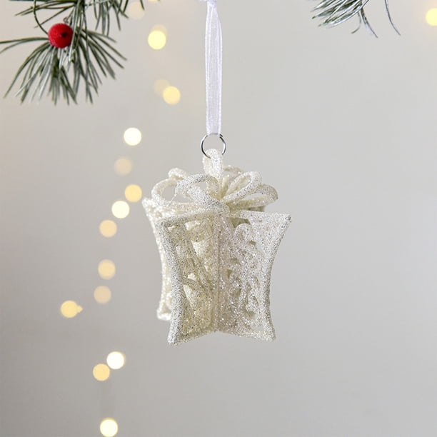 Adorno colgante con purpurina para árbol de Navidad | Decoración navideña para ventanas (hazlo tú mismo) | Decoración festiva de plástico para el hogar y la decoración navideña de interiores