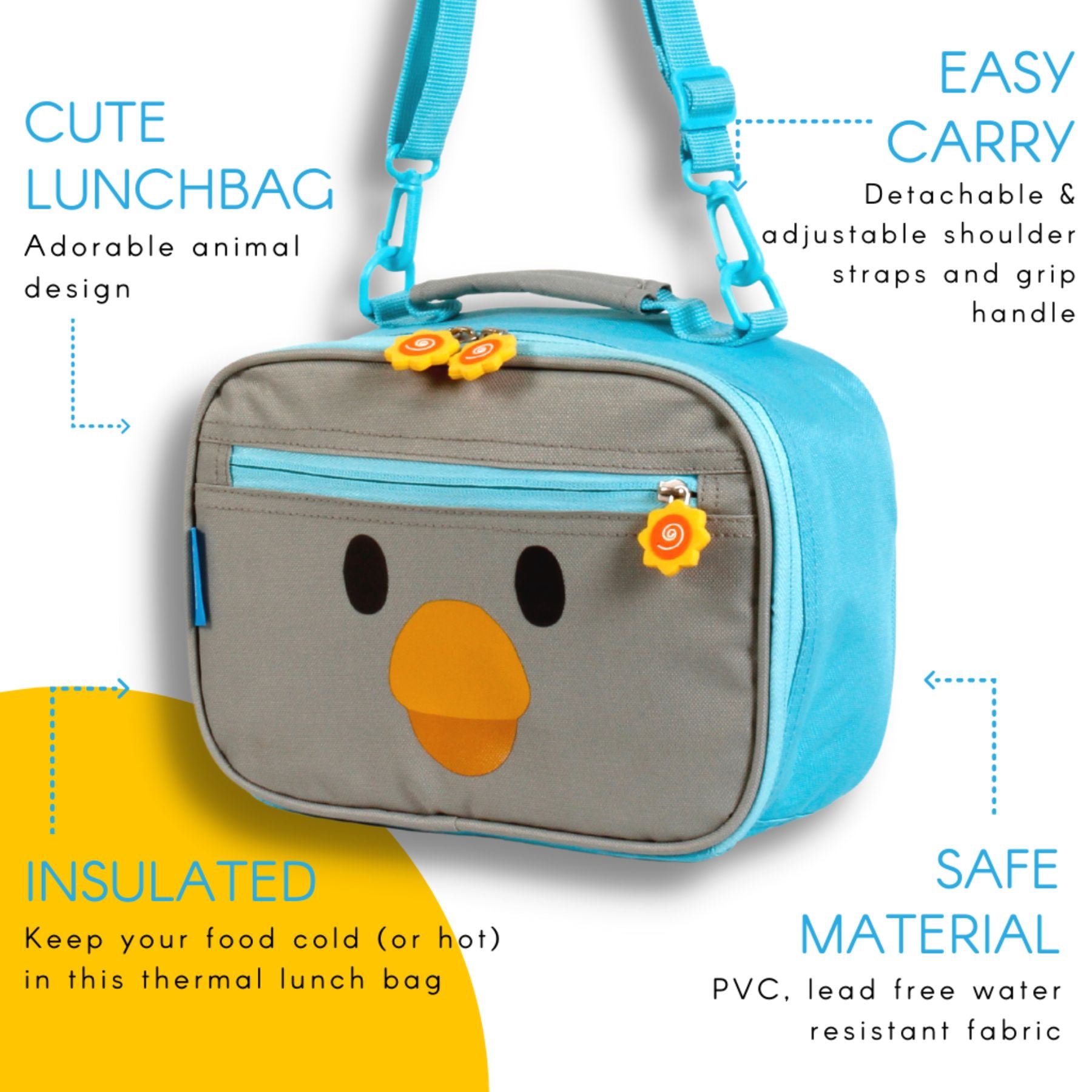 Twise Side-kick Insulated Lunch Bag for Preschool and Kindergarten, Penguin