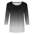 thumbnail image 6 of Bovxnpu 3/4 Length Sleeve Womens Tops, Cotton Casual Tunic Tops for Women Loose Dressy, Fashion Women's Casual Print Round Neck 3/4 Sleeve T-shirt Blouse L, 6 of 6