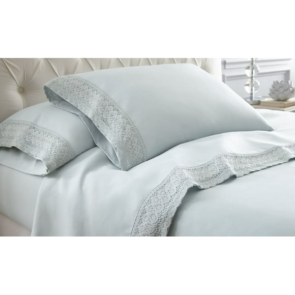 Amrapur Overseas 4-Piece Crochet Lace Bed Sheet Set, Full, Seamist