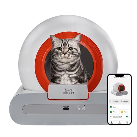 Self-Cleaning Cat Litter Box,Automatic Cat Litter Box for Multiple Cats,APP Odor Control , 65L Large Capacity,Safety protection Smart Litter Box