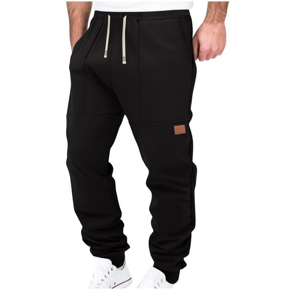 Men's Relaxed Fit Cargo Pants Big and Tall Casual Sports Pants Comfy Jogger Long Pants Jogging Sweatpants Pants Black 2XL