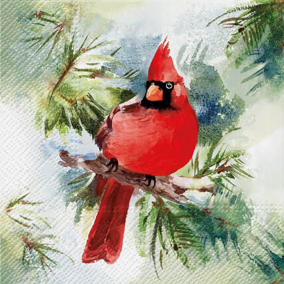 Set of 4 Lg Winter Cardinal Napkins-20Pk