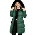 thumbnail image 4 of Xdegoge Long Winter Coat for Women with Faux Fur Hood Zip up Padded Quilted Jackets Warm Long Sleeve Casual Down Coats Fashion Plus Size Outerwear Jacket with Pockets, 4 of 7
