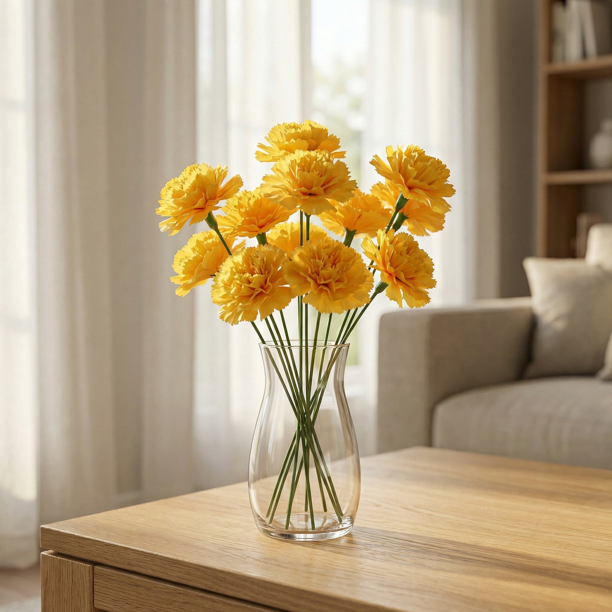Unique Bargains Artificial Detachable Carnation Flowers Orange 5.9"