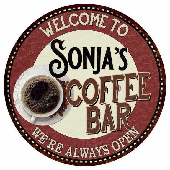 Sonja's Coffee Bar Round Metal Sign Kitchen Room Wall Décor 200120041470