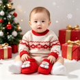 thumbnail image 4 of Goodw7 Christmas Baby Booties Soft Fleece Warm Infant Sock Shoes with Elastic Ribbed Ankle Cuff and Cute 3D Christmas Appliques for Holiday Photo Shooting and Indoor Crawling, 4 of 9