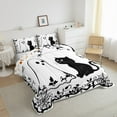 thumbnail image 3 of Feelyou Kawaii Cartoon Ghost Full Size Comforter Sets for Kid, Cute Cat Kitten Bedding Comforter Set, White Black Halloween Reversible Bedding Sets, Luxury Bedroom Decor, 3pcs, 3 of 8
