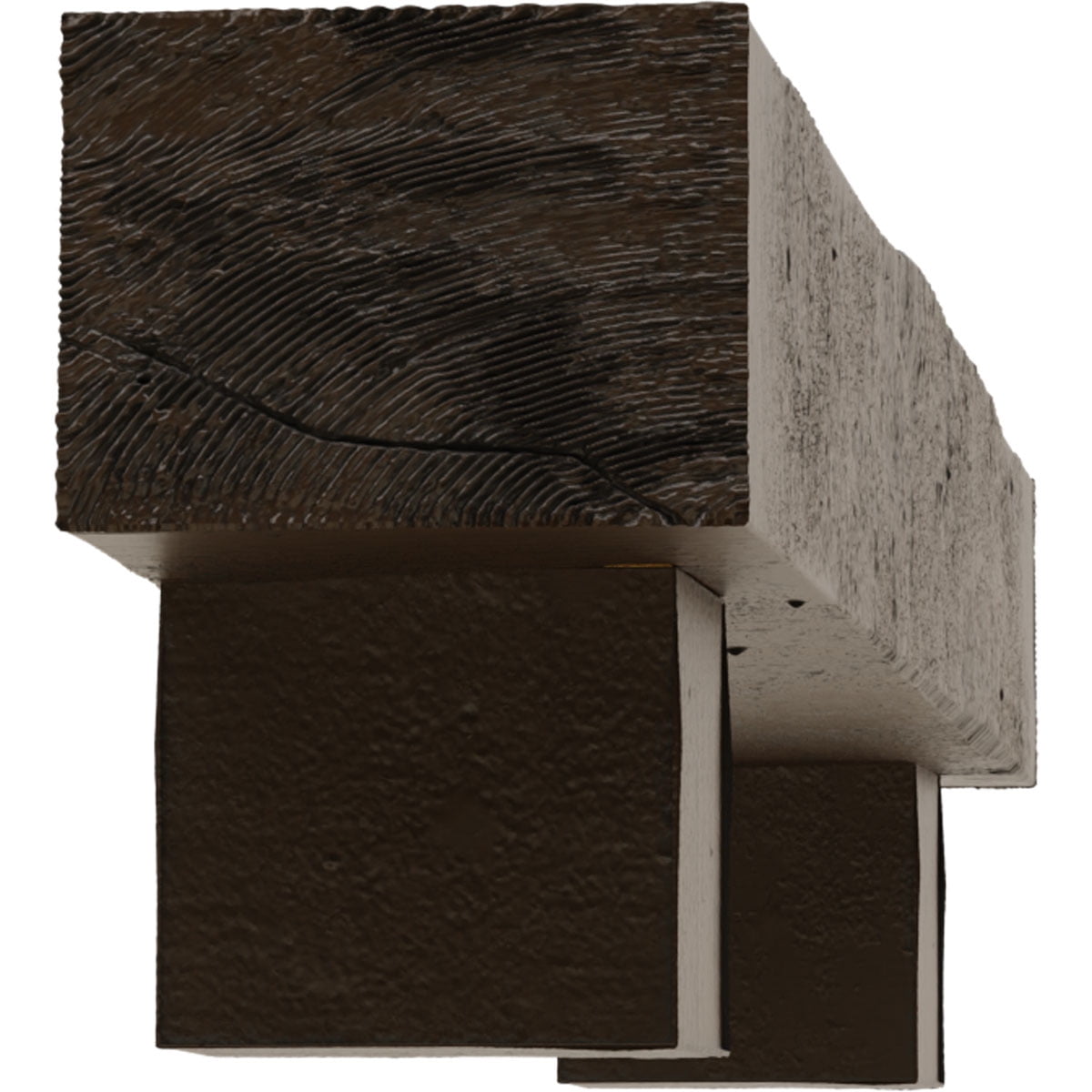 Ekena Millwork 4"H x 8"D x 60"W Rough Cedar Faux Wood Fireplace Mantel Kit w/ Alamo Corbels, Burnished Mahogany