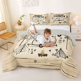 thumbnail image 3 of Catabedysis Sketch Camping Full Size Comforter Sets,Camper Tent Print Bedding Comforter Set For Boys,Multicolor,Light Gray Reversible,3-Piece,1 Comforter and 2 Pillowcases, 3 of 7