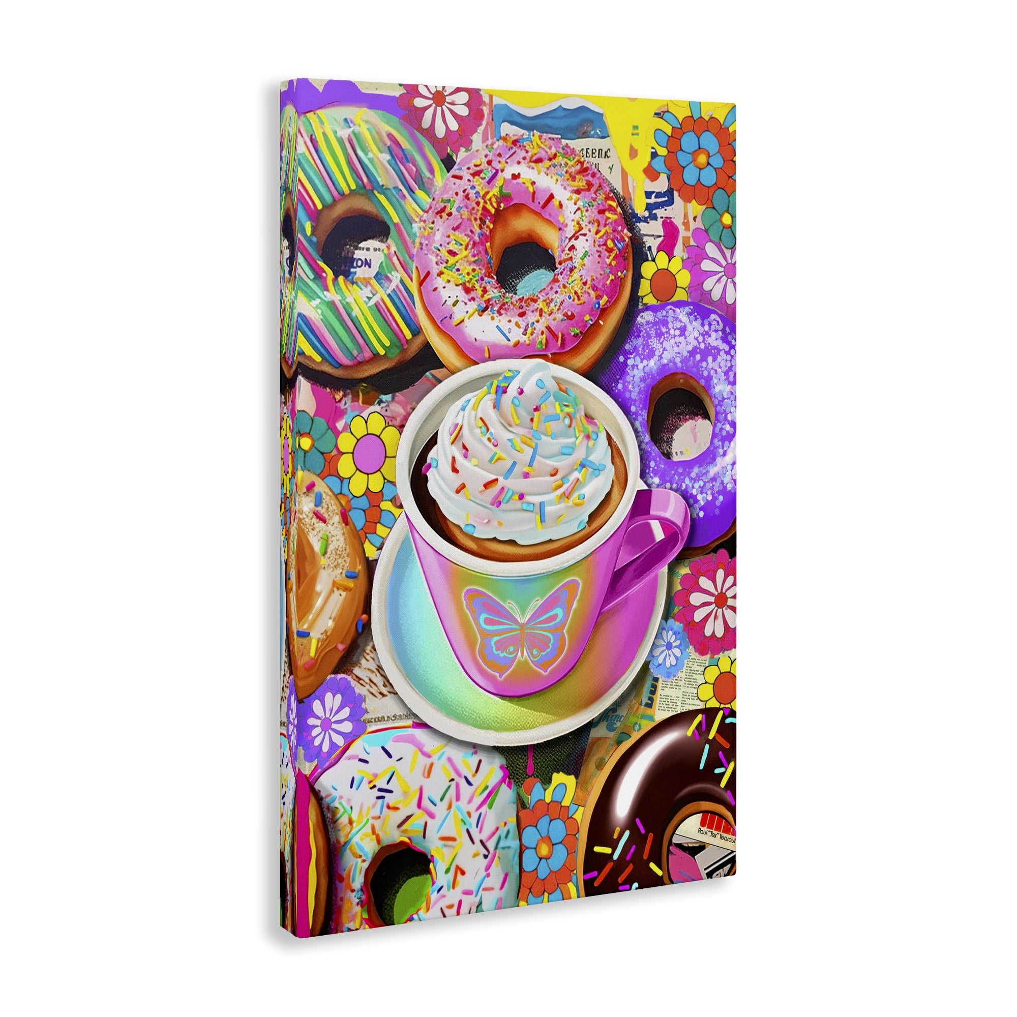 Stupell Industries Pastel Donuts & Coffee Mug Food & Beverage Painting Wrapped Canvas Art Print Wall Art, 20 x 30