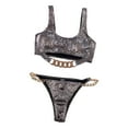 thumbnail image 2 of Neinkie Women's Bathing Suits Spaghetti Strap Leopard Print Thong Bikini Swimwear Set, 2 of 7