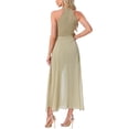 thumbnail image 3 of INSPIRAR CHIC Mono Elegante de Mujer con Cuello Halter Sin Mangas Mono Formal de Pierna Ancha M Caqui, 3 of 6