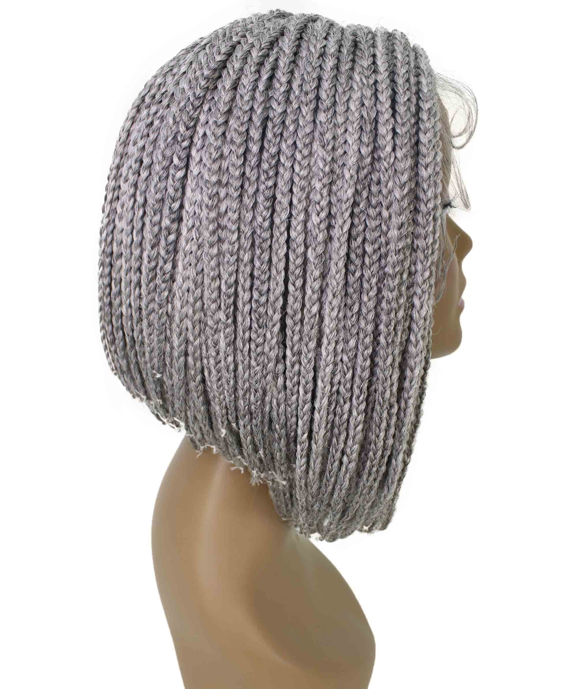 LUXLUXE Jayla Straight Braided 12 in Long Braided Wig, Beauty Heat Resistant Fiber,Grey