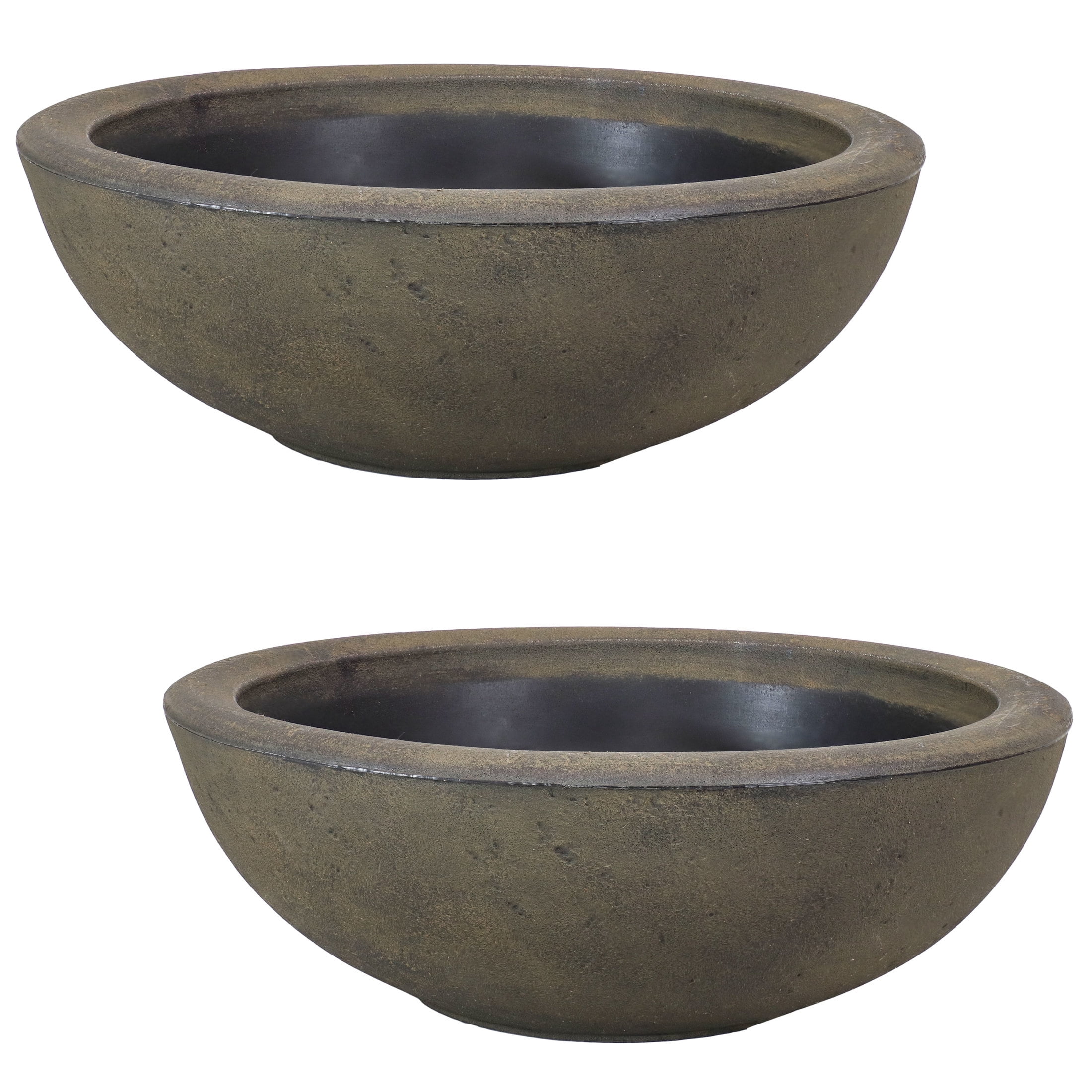 Sunnydaze Percival 20.75" x 20.75" x 11.5" Round Sable Polyresin Outdoor Planter Pot 2-Count