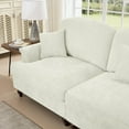 thumbnail image 6 of Chenille Sectional Sofa, 3 Seat Sofa with Flared Arms, Removable Ruffles Pleats Skirts, Mid Century Deep Seat Sofa for Living Room, Beige, 6 of 6
