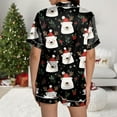 thumbnail image 6 of felwors Women Christmas Pajamas Set Silk Satin Short Sleeve Button Down Top and Shorts Plus Size Soft Sleepwear Lounge Xmas Pjs Black, XL, 6 of 6