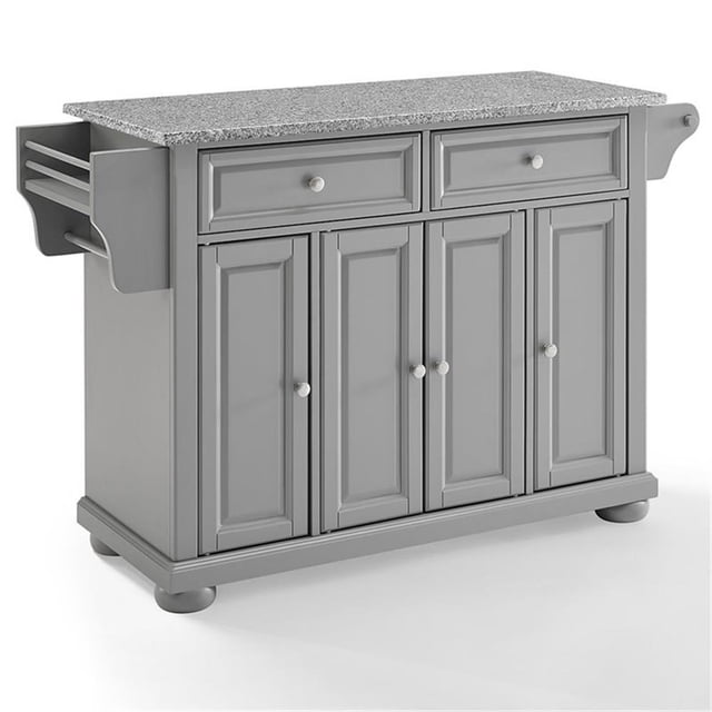 Crosley Furniture Alexandria Wood Granite Top Kitchen Island in Gray