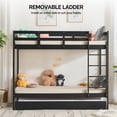 thumbnail image 4 of Ktaxon Solid Wood Twin-over-Twin Bunk Bed with Trundle, Bunk Bed Frame with Guardrails & Charging Station, Black, 4 of 9