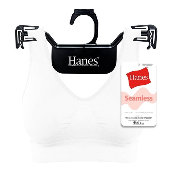 Bralette Hanes Intimates para Mujer Liso Blanco Talla EG
