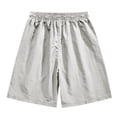 thumbnail image 4 of PiGOGI Men's Stretchy Casual Shorts with Drawstring Waist, Solid Color Lightweight Nylon Spandex Pants for Gym Running Summer Gray XL, 4 of 6