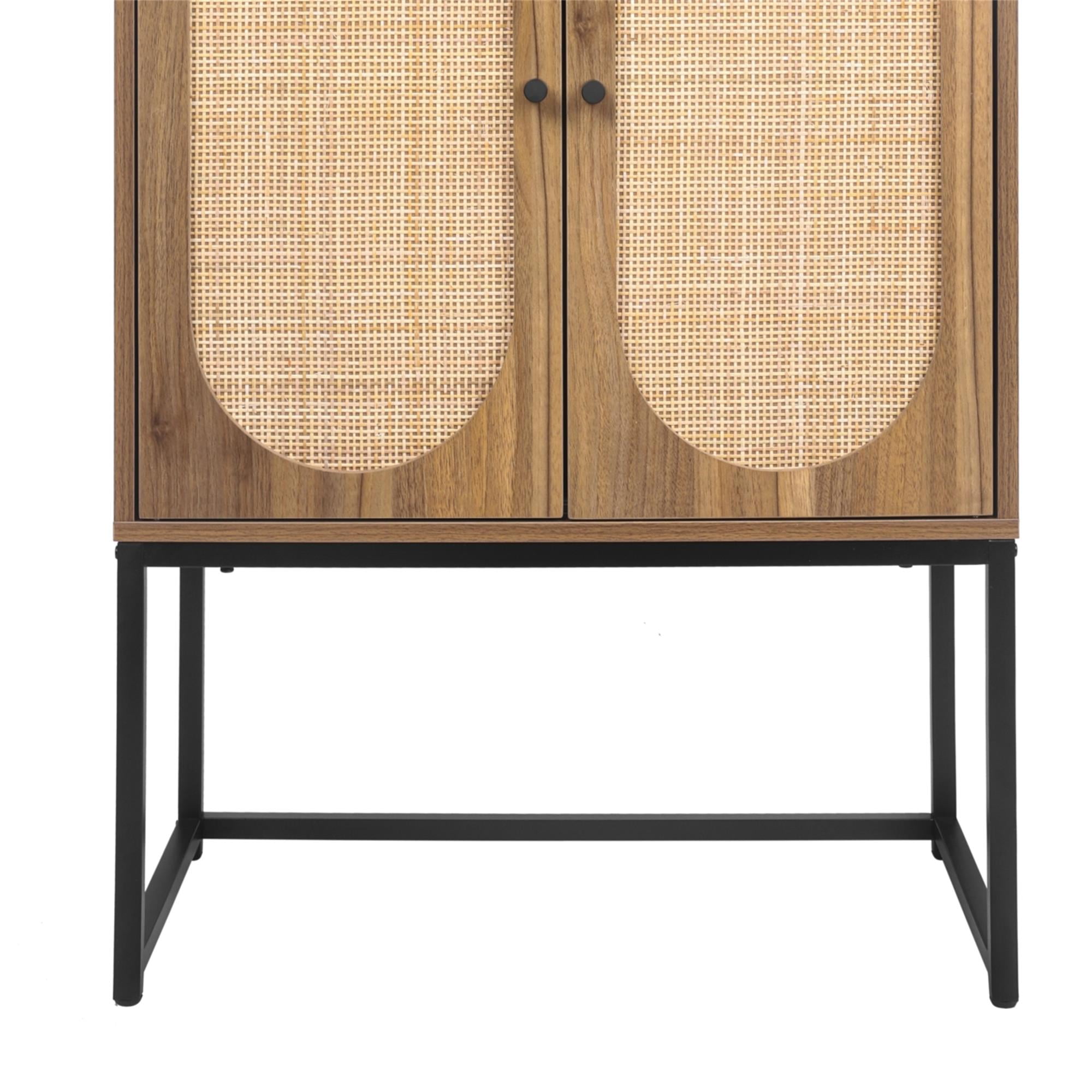 YYAo 2 Door Kitchen Cabinets, Easy Assembly Rattan Pantry Cabinets with Adjustable Shelf for Living Room Bedroom, Walnut YYAo 2 Door Kitchen Cabinets, Easy Assembly Rattan Pantry Cabinets with Adjustable Shelf for Living Room Bedroom, Walnut