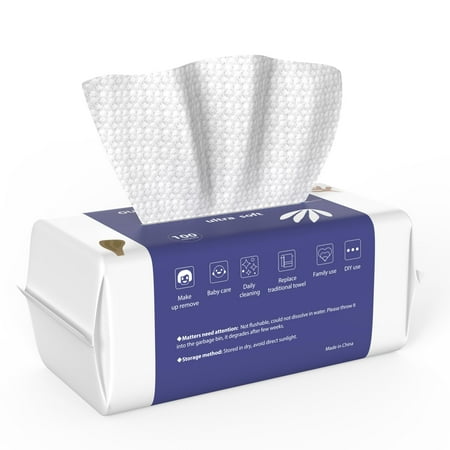Ourmed Life Face Towels, STF9 Disposable Biodegradable Clean Facial Wash Cloth for Sensitive Skin, Lint- free Facial Tissue for Cleansing, Skincare and Makeup Remover, Dry Wipes,100 Count