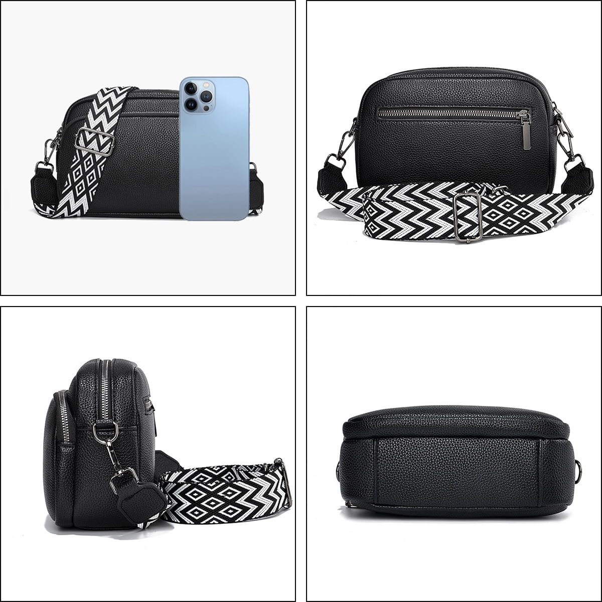 Small Crossbody Bags for Women Trendy Leather Crossbody Bag Handbag Purses with 3 Adjustable Guitar Straps White Walmart