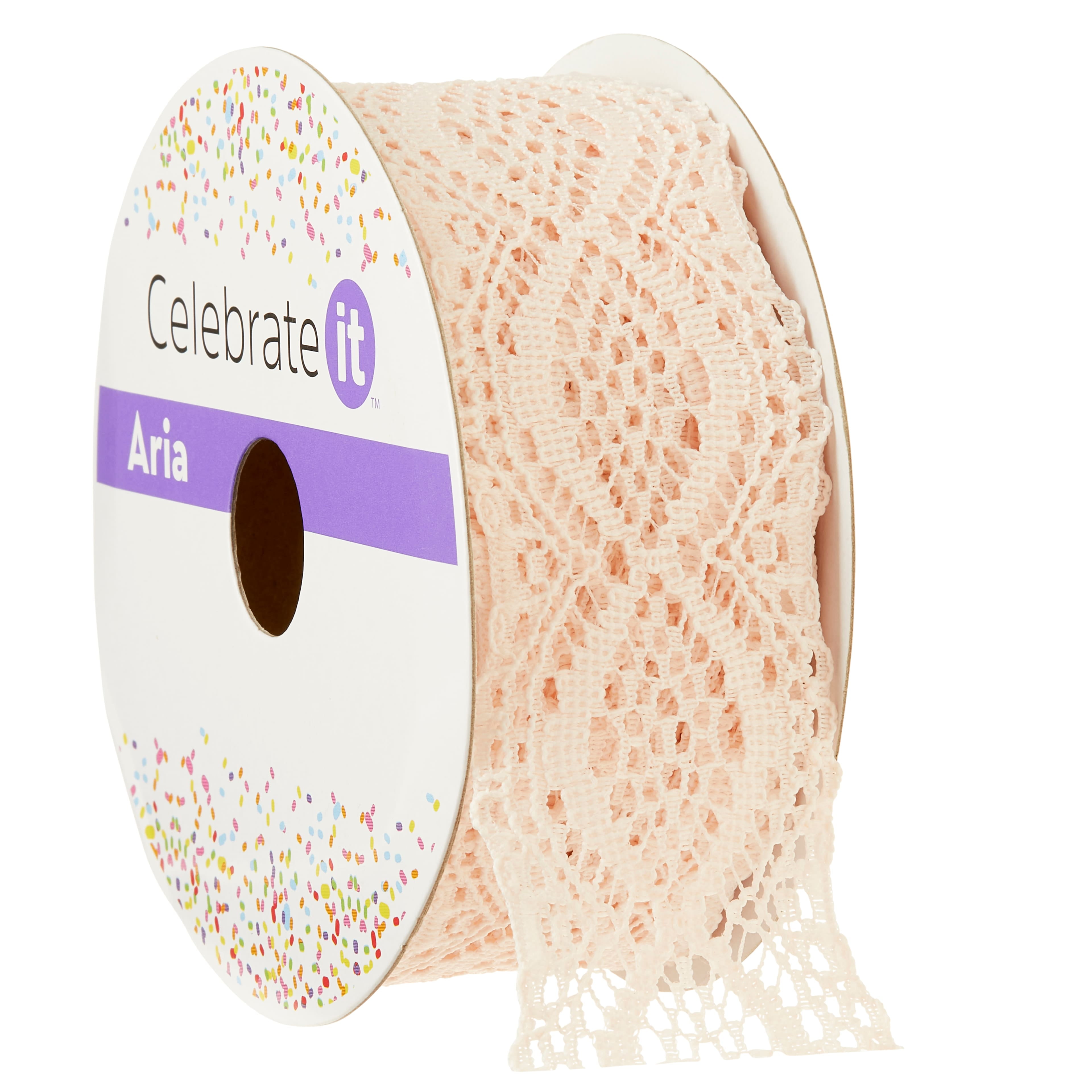 12 Pack: 1.5" x 3yd. Lace Vintage Blush Ribbon by Celebrate It™ Aria