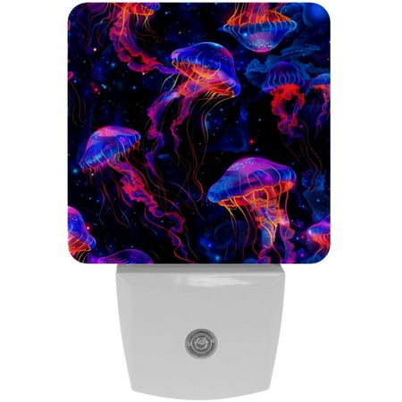 

Ocean Jellyfish Aesthetic Pattern 2 Pack Night Lights Plug Into Wall Decorative With Auto Dusk-To-Dawn Sensor LED Night Light For Kids Adults Rooms Toilet Hallway Stairs