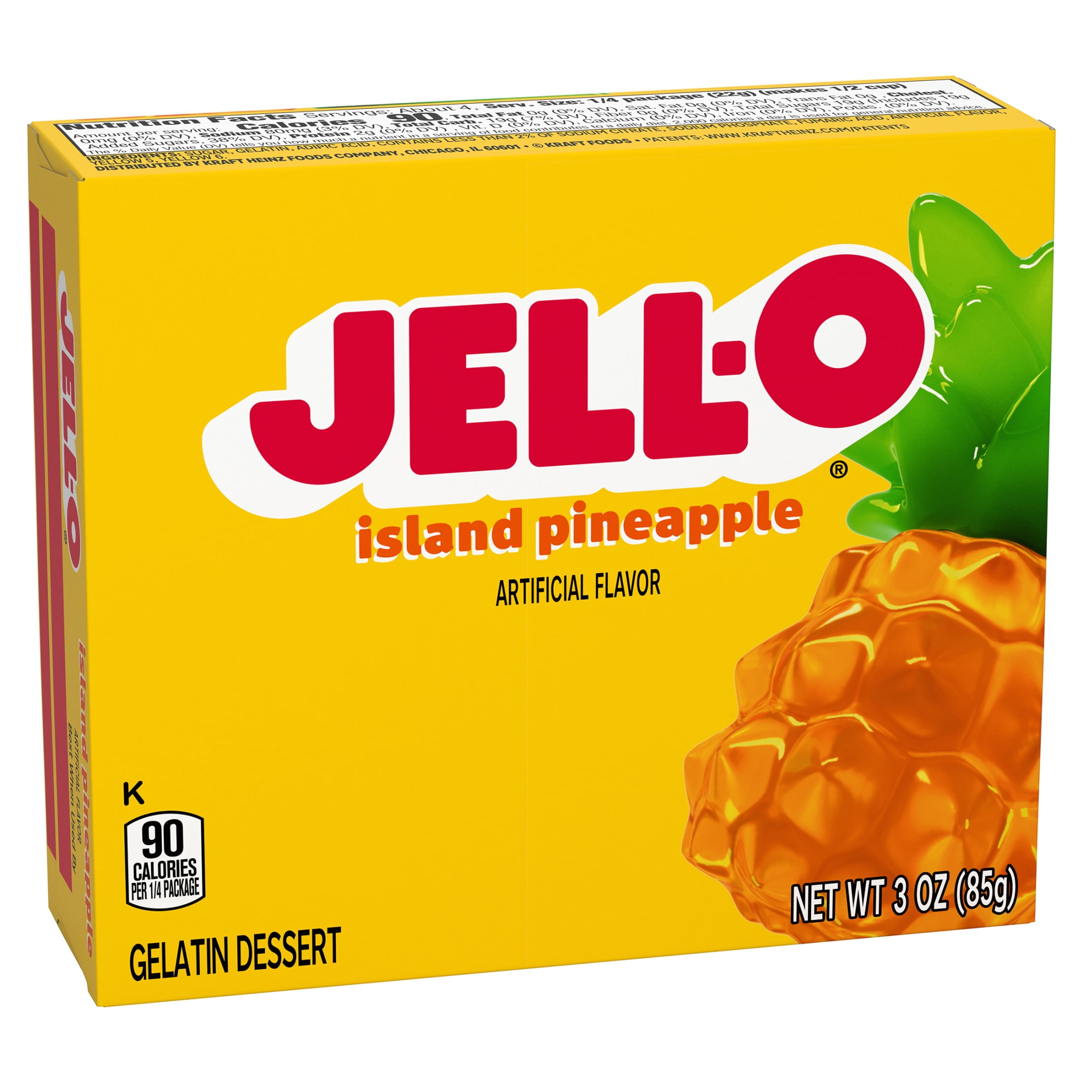Jell-O Island Pineapple Gelatin Dessert Mix, 3 oz Box