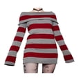 thumbnail image 2 of Robe Gothique pour Femmes Punk à Épaules Dénudées Robe en Tricot à Rayures Y2k Robe Féerique Grunge Halloween Vêtements Académiques Sombres, 2 of 6