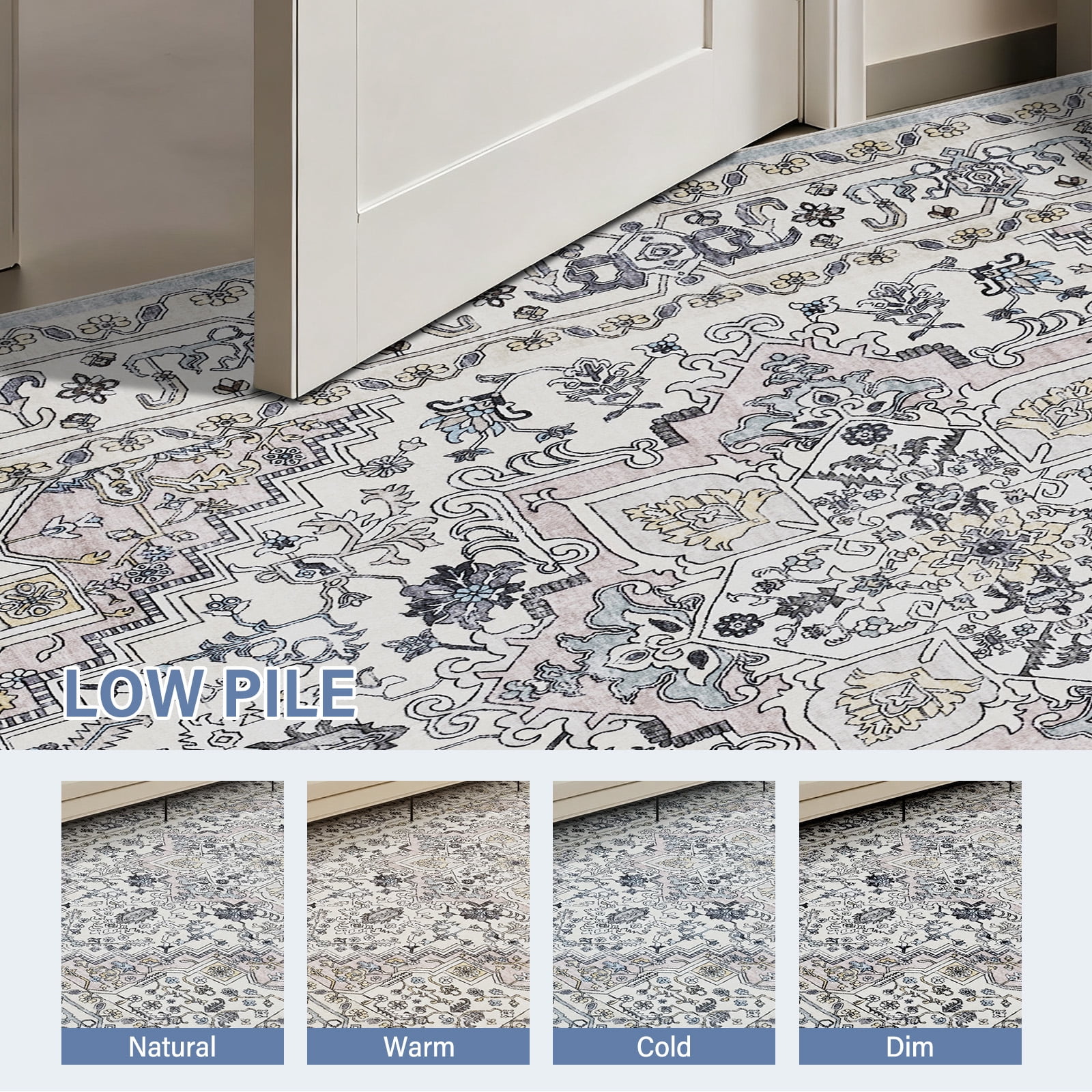 8'x10' Area Rugs for Living Room Washable, Large Vintage Boho Non Slip Rug- Oriental Traditional Farmhouse Carpet for Bedrooms Dining Room, Living Room, Office, Home Decor