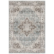 SAFAVIEH Antique Patina Comgan Moroccan Polyester Area Rug, Grey/Blue, 5'3" x 7'7"