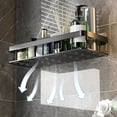 thumbnail image 2 of 1pc, Bathroom Storage Rack, Sticky Storage Rack, No Drilling, No Drilling, Anti-rust Aluminum Alloy Wall Hanger, Waterproof, Anti-rust, Strong Load-bearing, Used For Placing Shampoo, Shower Gel, Etc., 2 of 4
